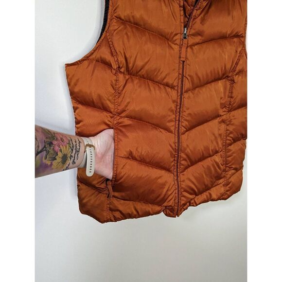 Eddie Bauer Copper Goose Down Chevron Quilted Zip Up Vest - Size L - Picture 3 of 8